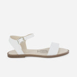 Sandalia plana atabey de cuero para mujer - Blanco