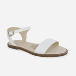 Sandalia plana atabey de cuero para mujer - Blanco