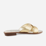 Sandalia plana haruko de cuero para mujer - Oro