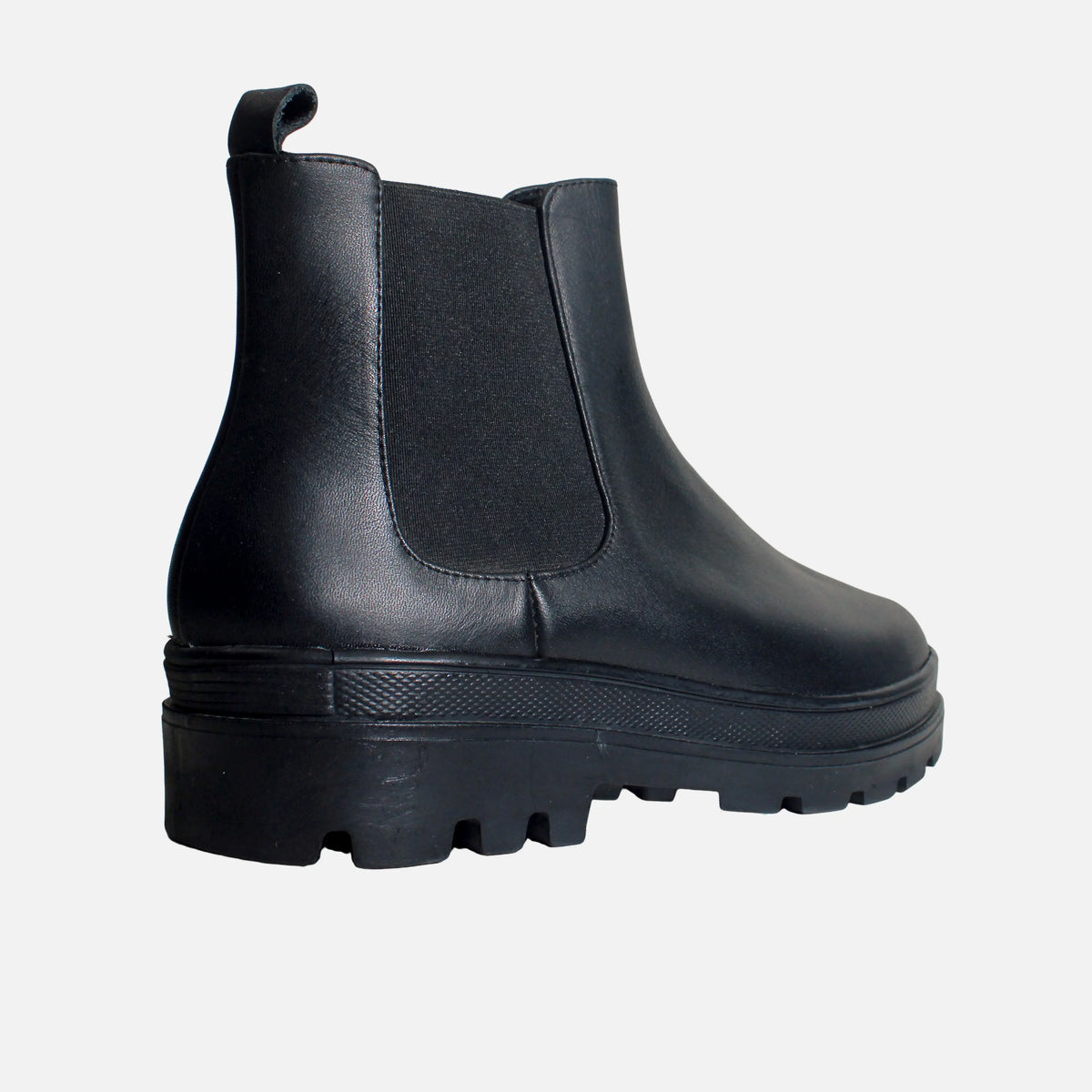 Botin flatform milan de cuero para mujer- Negro