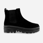 Botin tractorado sahara de cuero carnaza para mujer - Negro