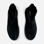 Botin tractorado sahara de cuero carnaza para mujer - Negro