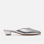 Zueco tacon oriana de cuero para mujer - Plateado