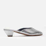 Zueco tacon oriana de cuero para mujer - Plateado