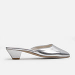 Zueco tacon oriana de cuero para mujer - Plateado