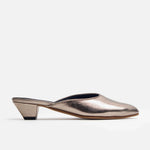 Zueco tacon oriana de cuero para mujer - Bronce