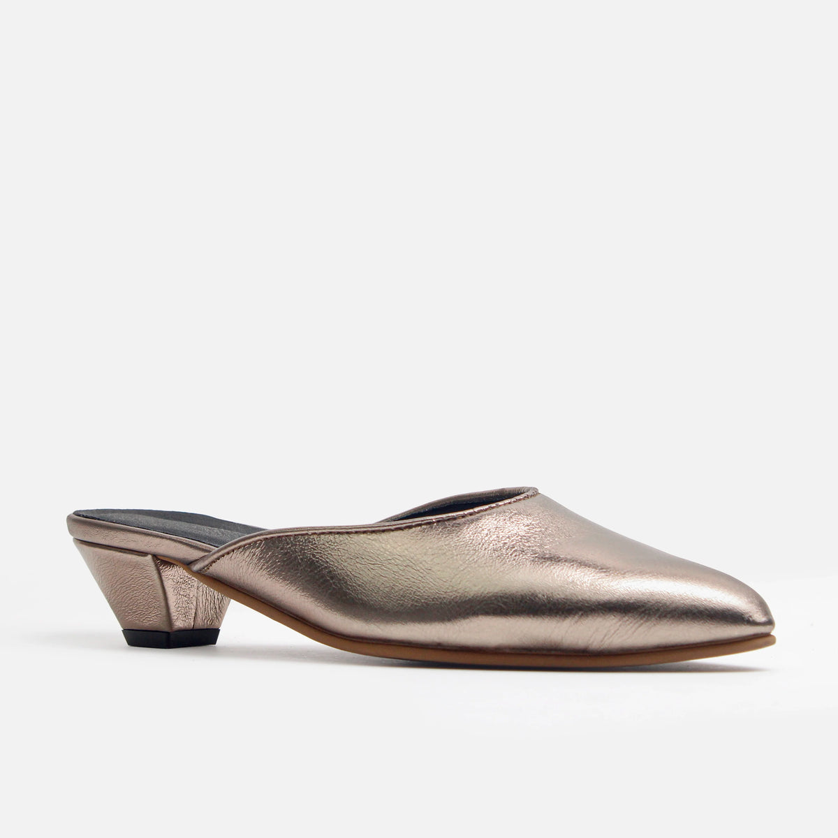 Zueco tacon oriana de cuero para mujer - Bronce