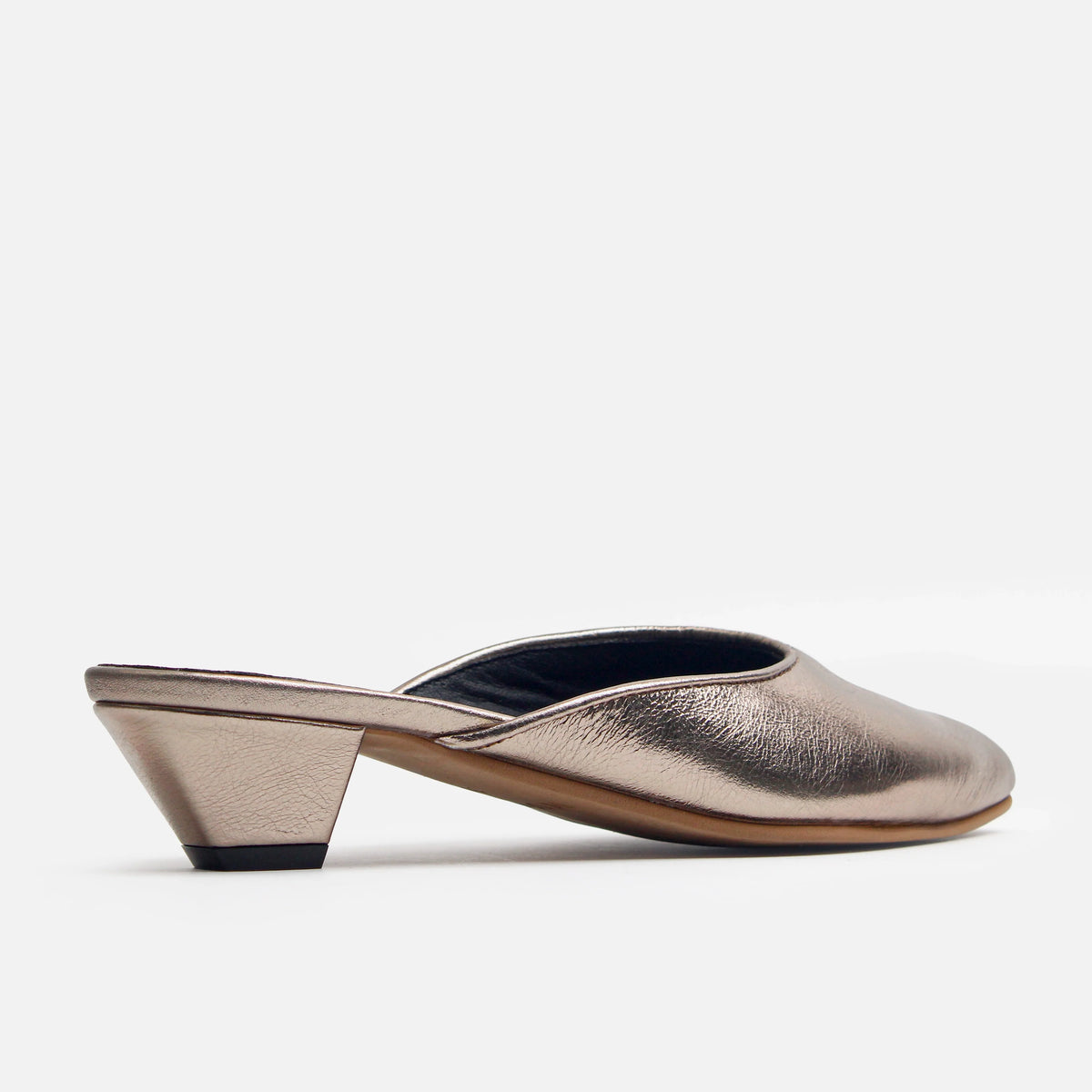 Zueco tacon oriana de cuero para mujer - Bronce