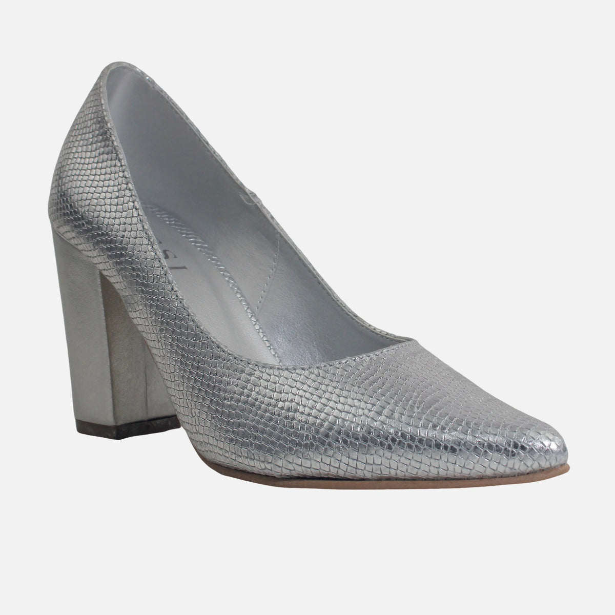 Tacones mai de cuero para mujer - Plateado