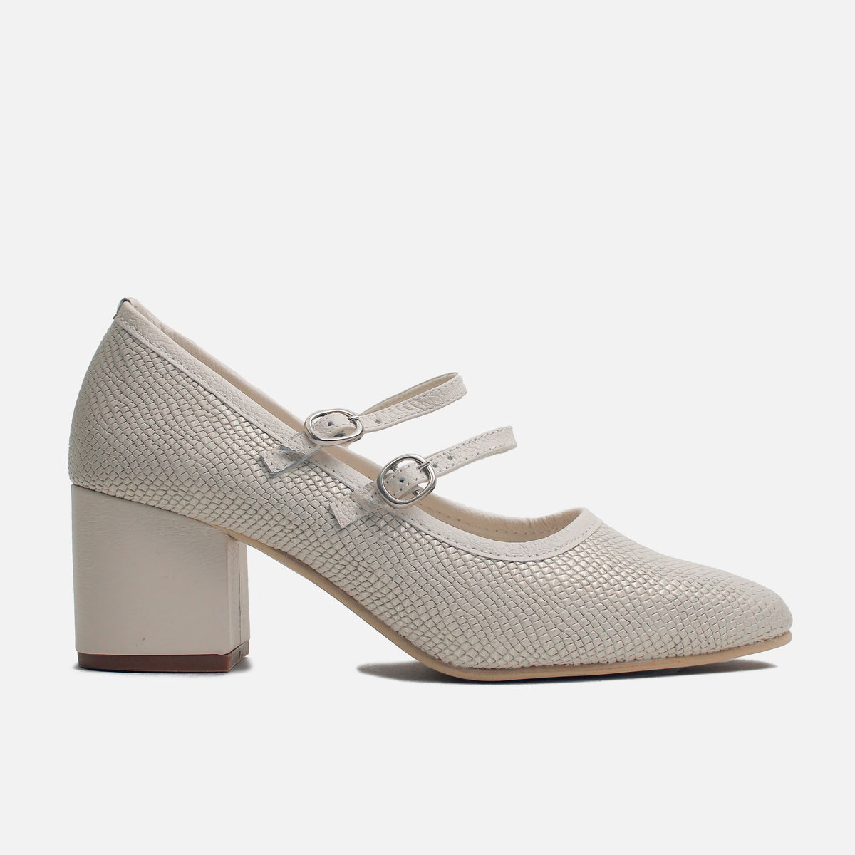 Tacones lira de cuero para mujer - Hueso