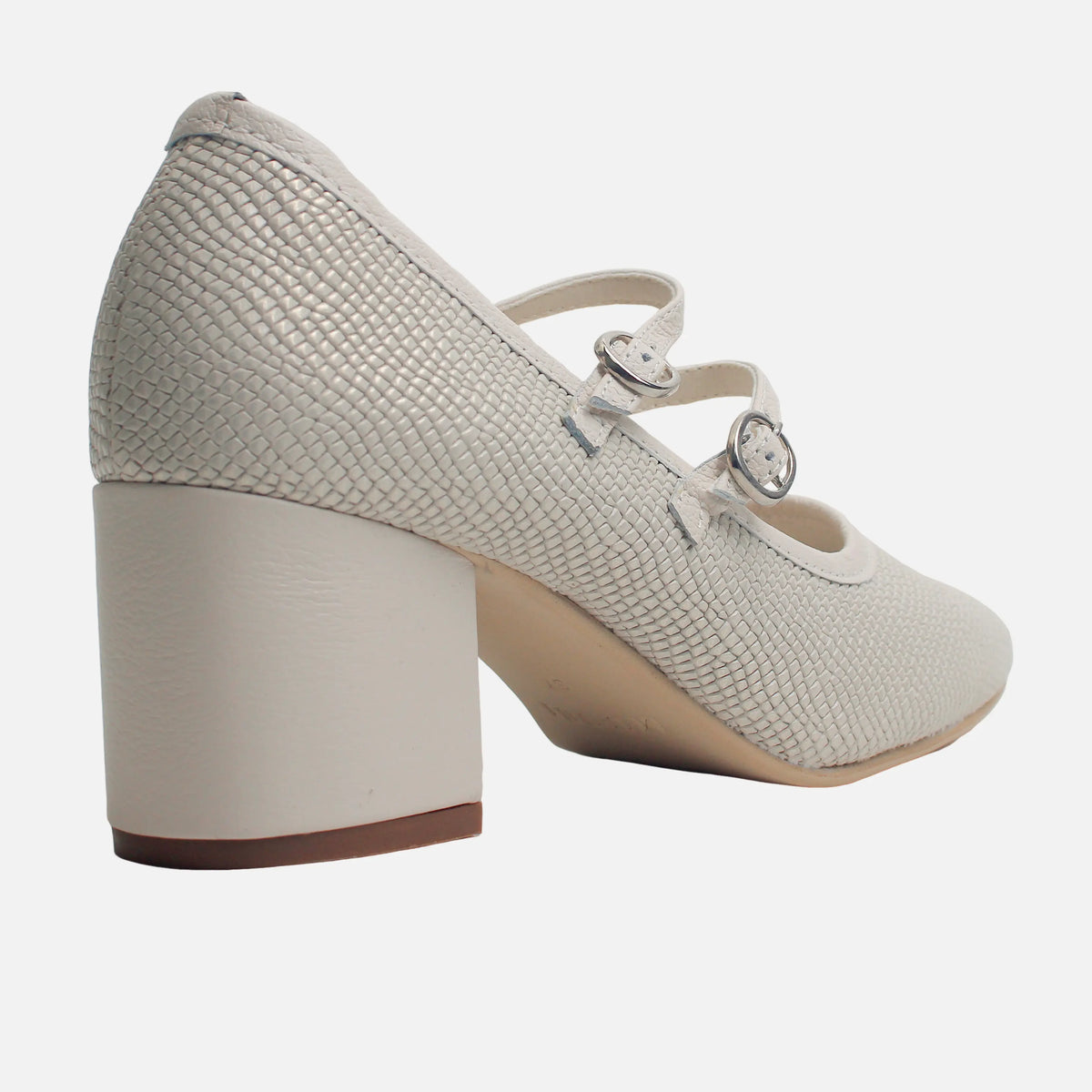 Tacones lira de cuero para mujer - Hueso