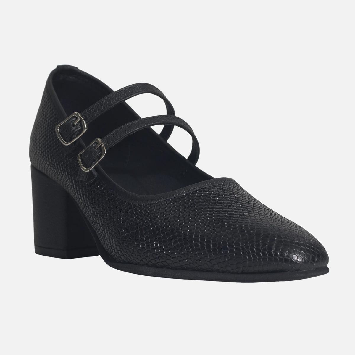 Tacones lira de cuero para mujer - Negro