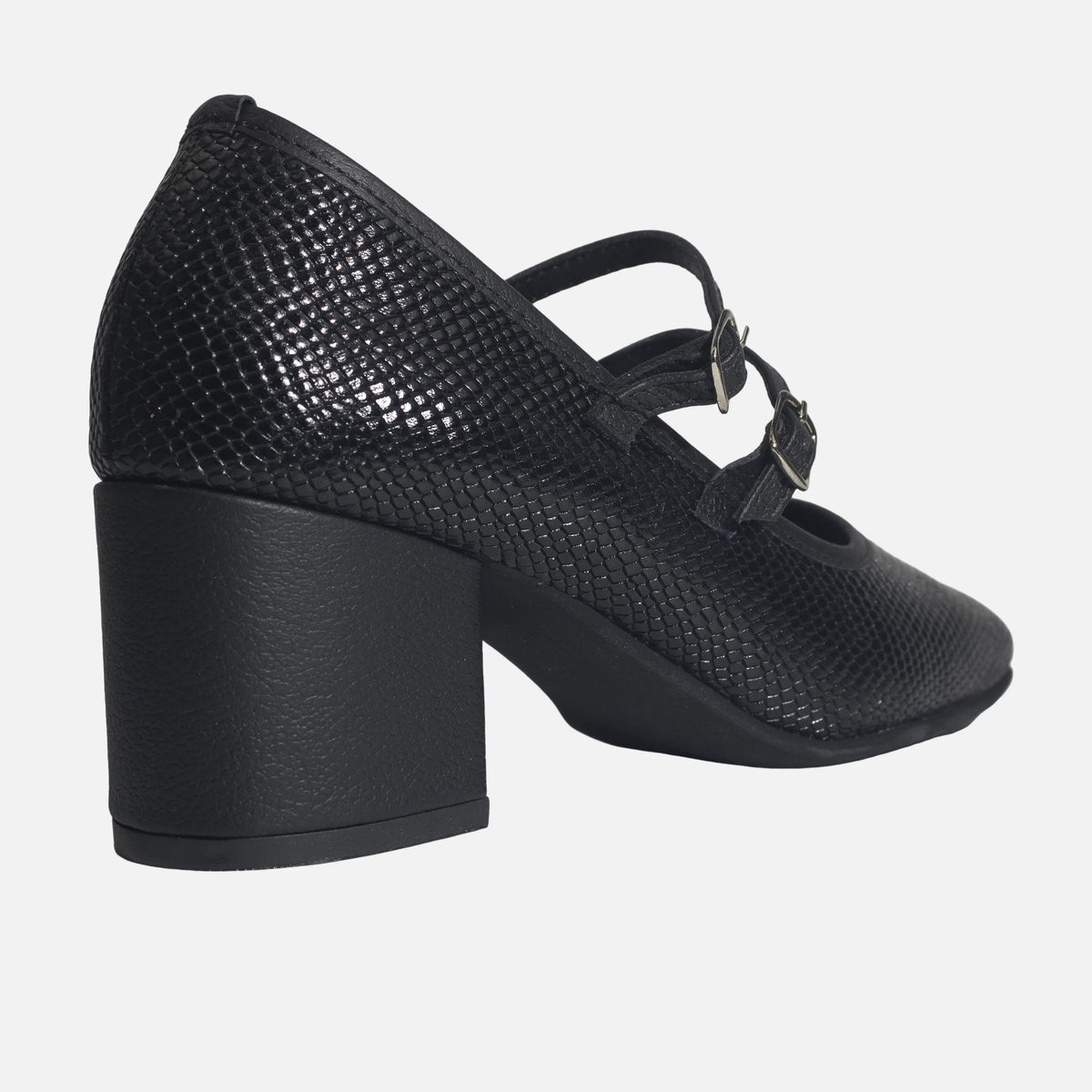 Tacones lira de cuero para mujer - Negro