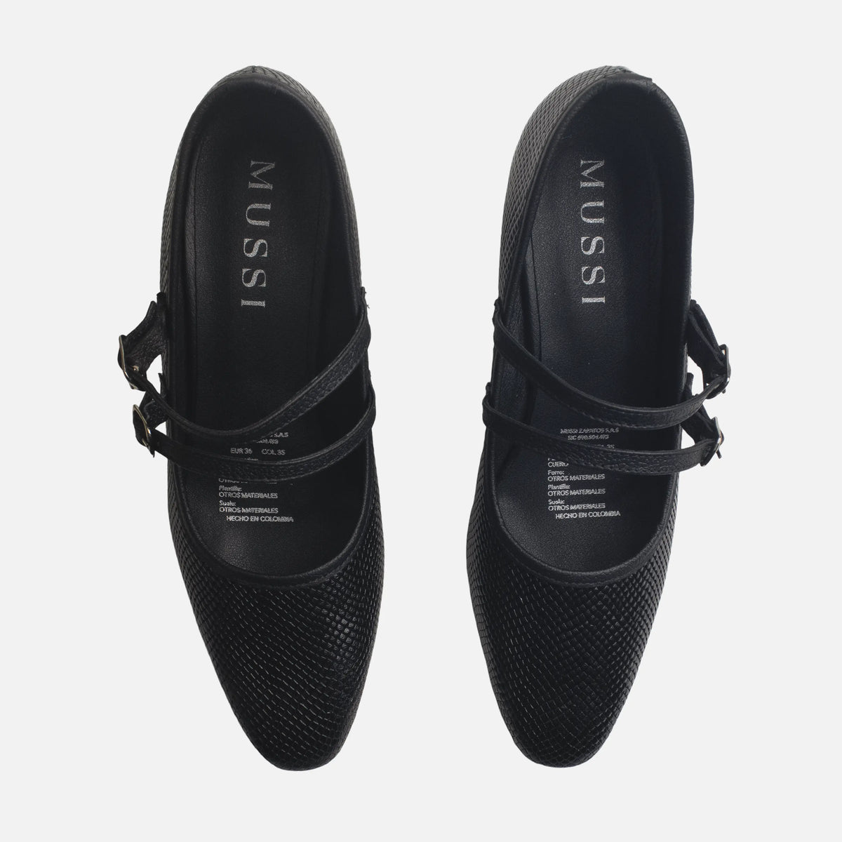 Tacones lira de cuero para mujer - Negro