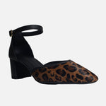 Tacones lia de cuero para mujer - Cafe