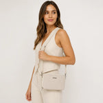 Bolso manos libres garnet de cuero para mujer - Hueso