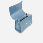 Bolso manos libres tordo de cuero para mujer - Celeste