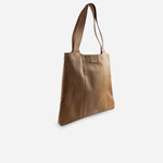 Cartera orlena de cuero para mujer - Almendra