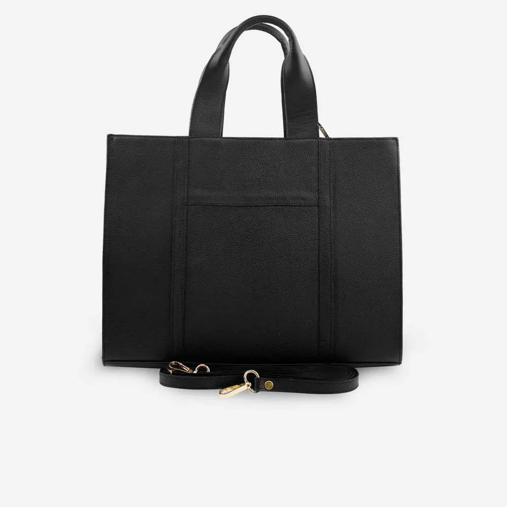 Cartera amapola de cuero para mujer - Negro