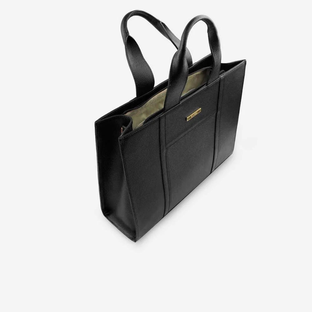 Cartera amapola de cuero para mujer - Negro