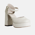 Tacones very de cuero para mujer - Beige