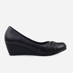 Baleta tacon corrido vamal de cuero para mujer - Negro