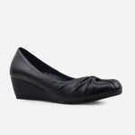 Baleta tacon corrido vamal de cuero para mujer - Negro