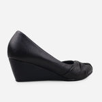 Baleta tacon corrido vamal de cuero para mujer - Negro