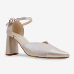 Tacones ela de cuero para mujer - Oro