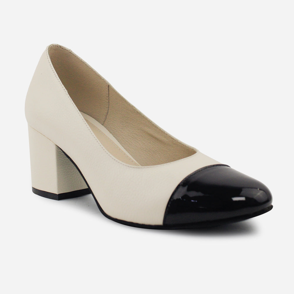Tacones bianca de cuero para mujer - Hueso