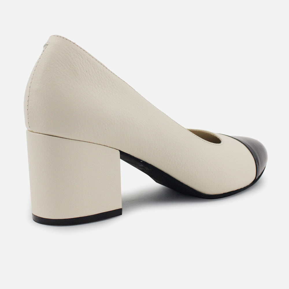 Tacones bianca de cuero para mujer - Hueso