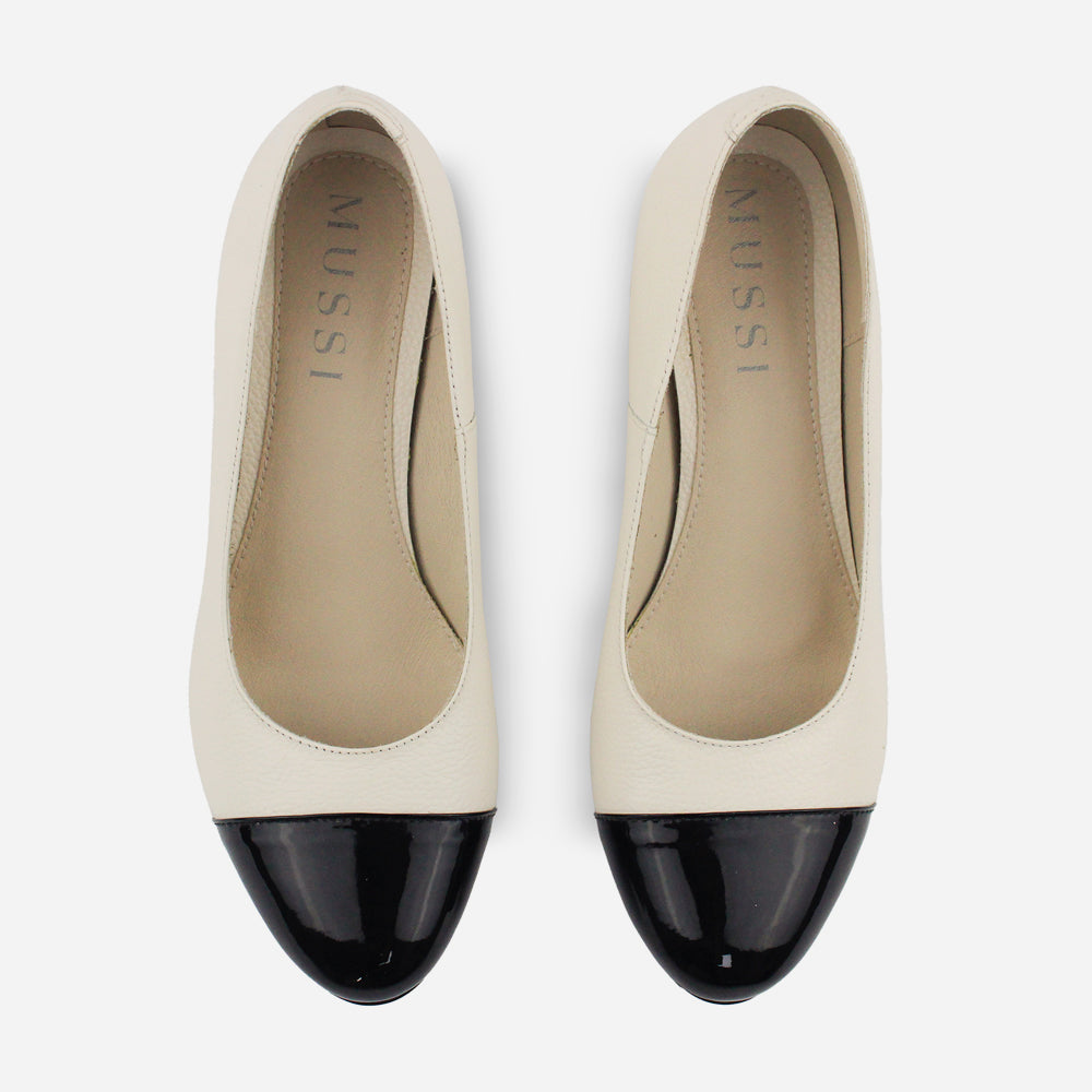 Tacones bianca de cuero para mujer - Hueso