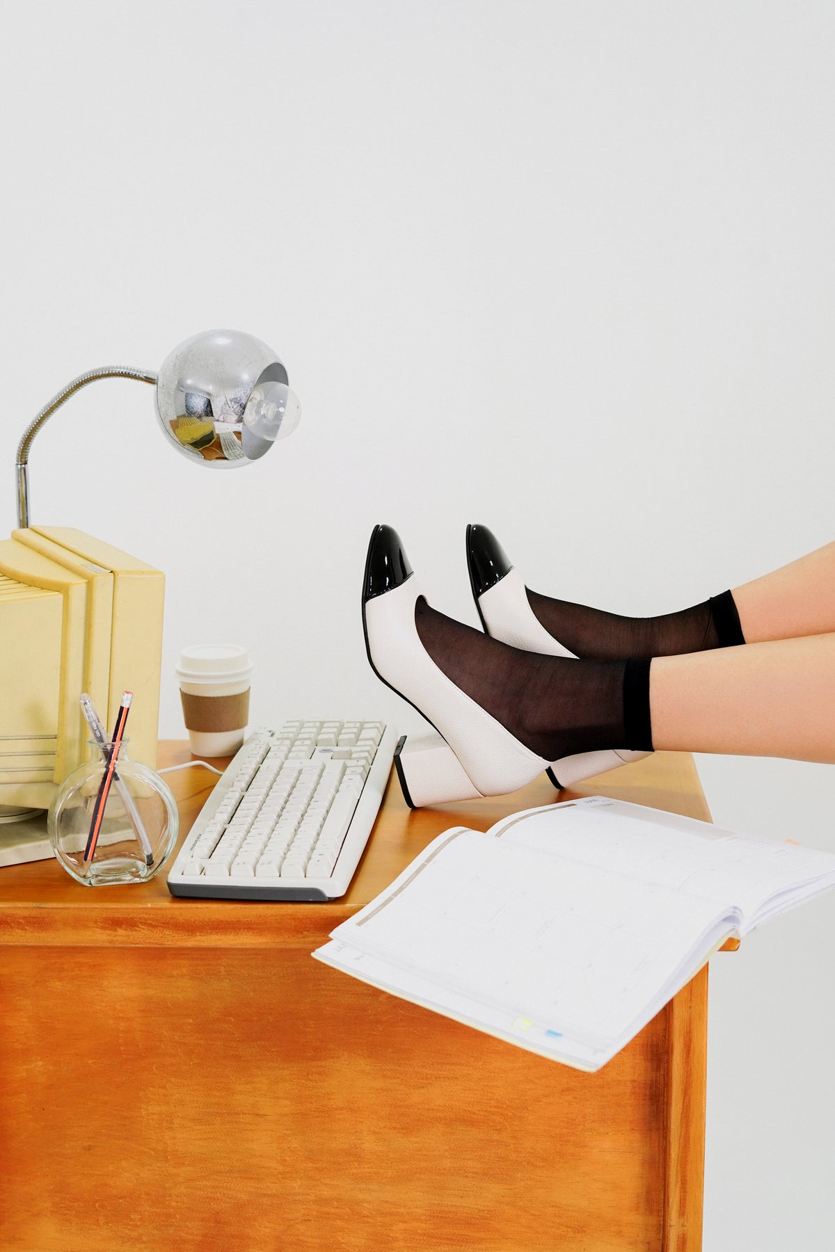Tacones bianca de cuero para mujer - Hueso