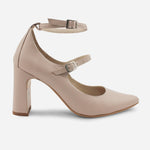 Tacones constance de cuero para mujer - Almendra