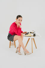 Tacones constance de cuero para mujer - Almendra