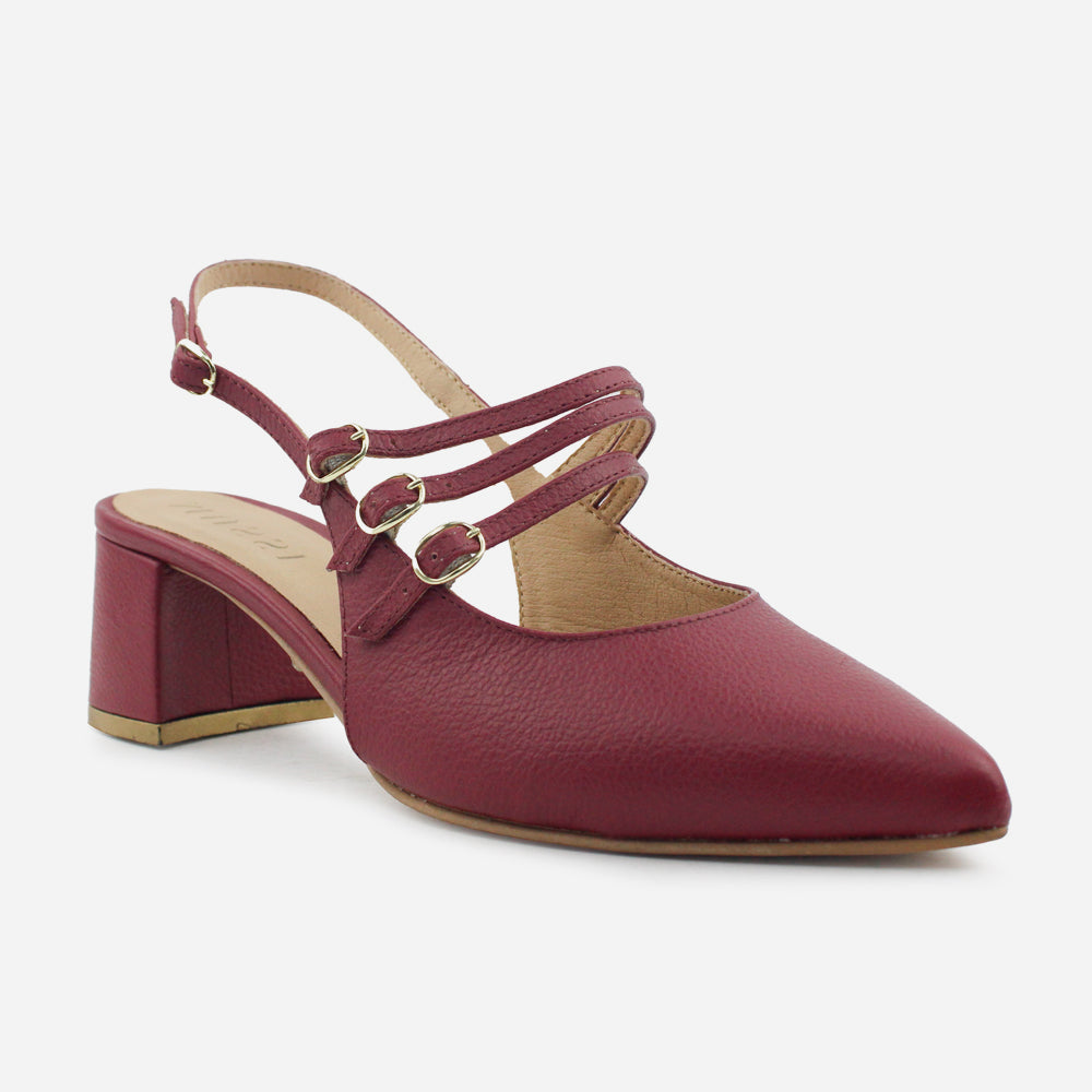 Tacones emily de cuero para mujer - Vino