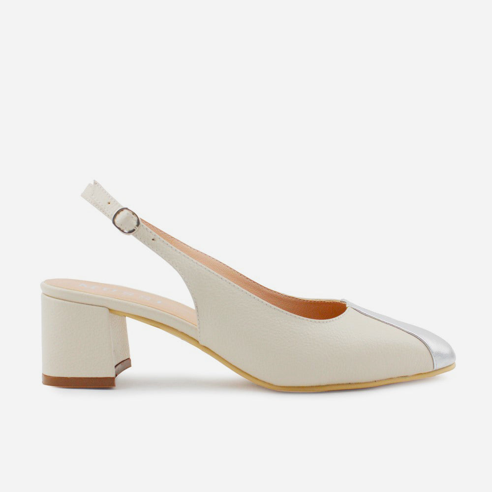 Tacones ayla de cuero para mujer - Hueso