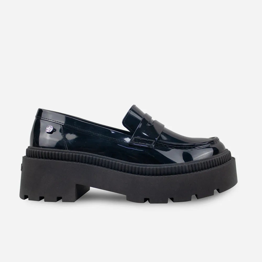Mocasin tractorado cayena de sintético para mujer - Negro