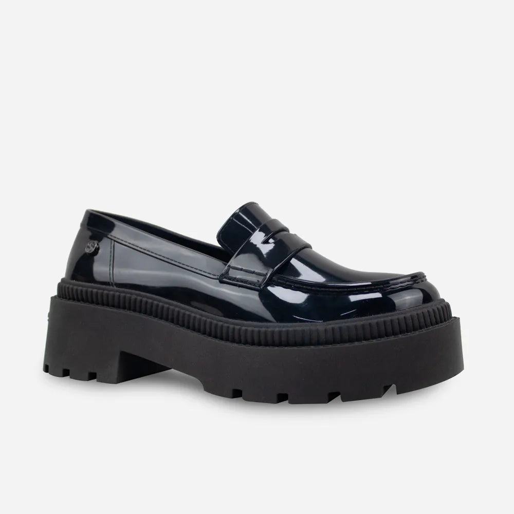 Mocasin tractorado cayena de sintético para mujer - Negro