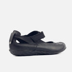 Baleta plana rielva de cuero para mujer - Negro