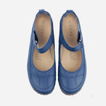 Baleta plana rielva de cuero para mujer - Azul