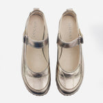 Baleta plana rielva de cuero para mujer - Bronce