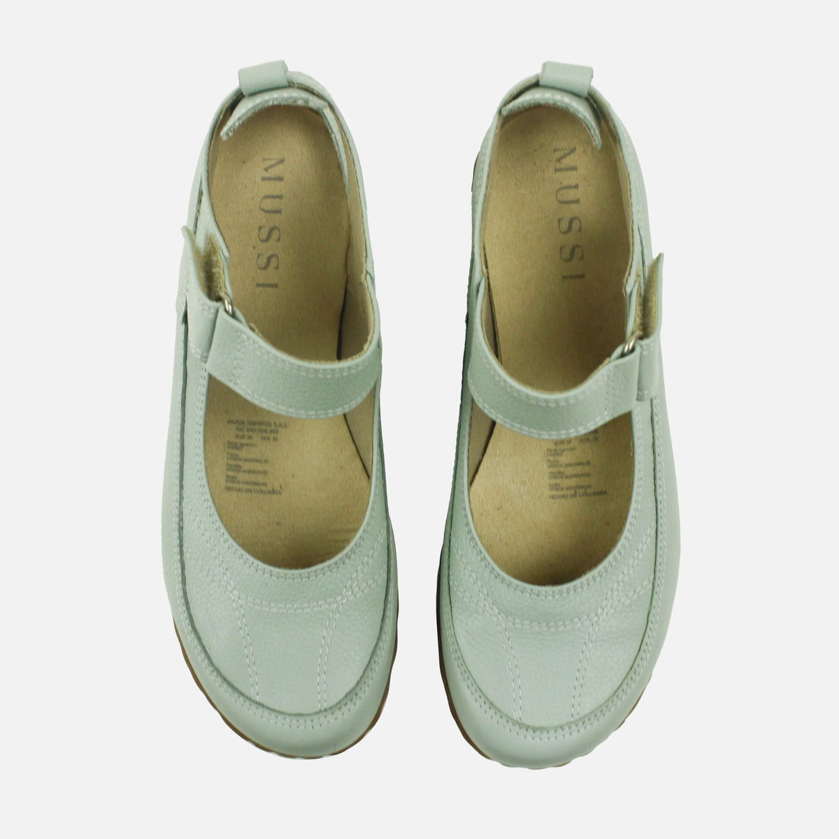 Baleta plana rielva de cuero para mujer - Menta