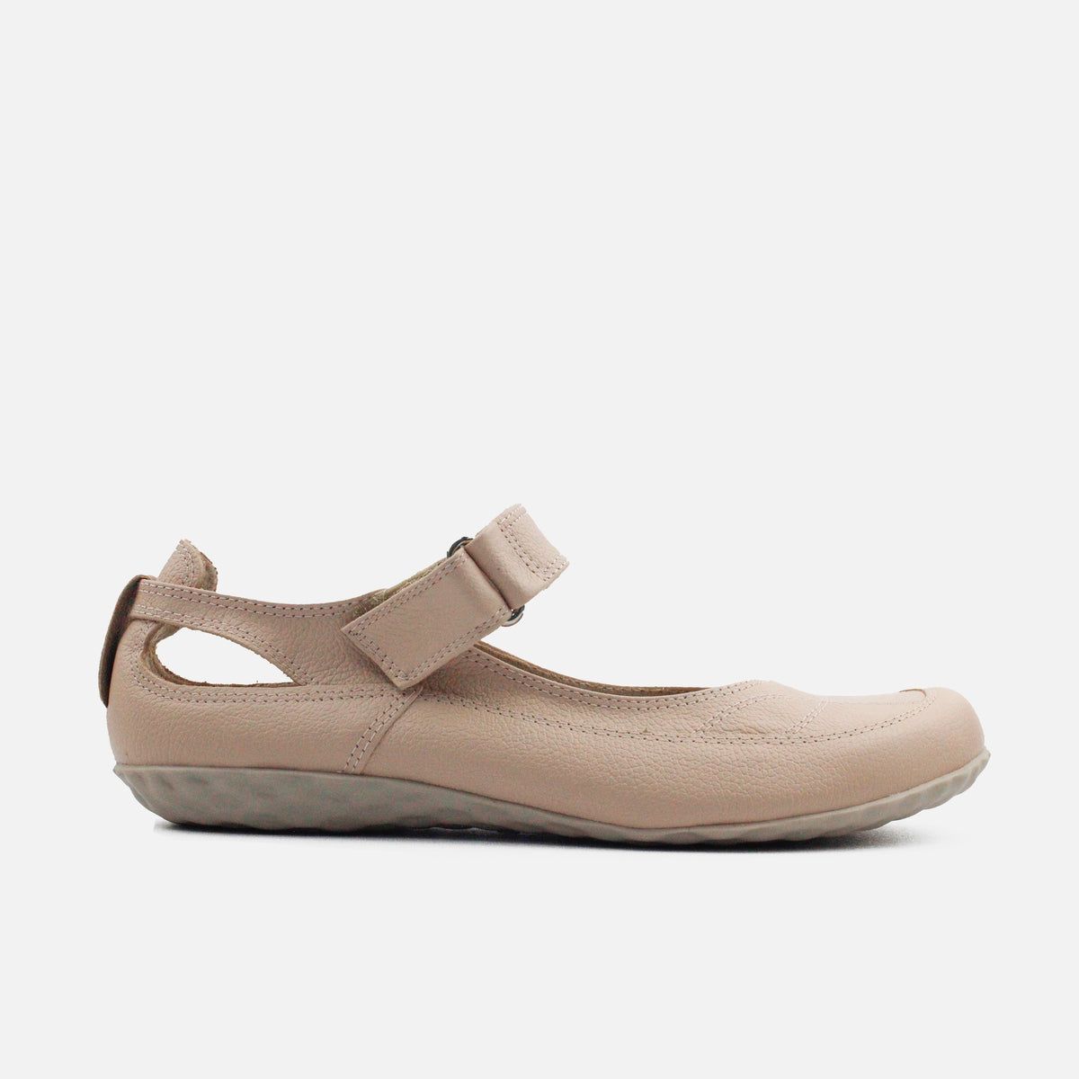 Baleta plana rielva de cuero para mujer - Nude