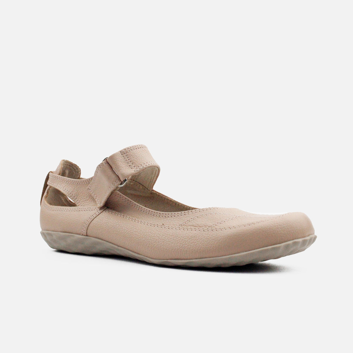 Baleta plana rielva de cuero para mujer - Nude