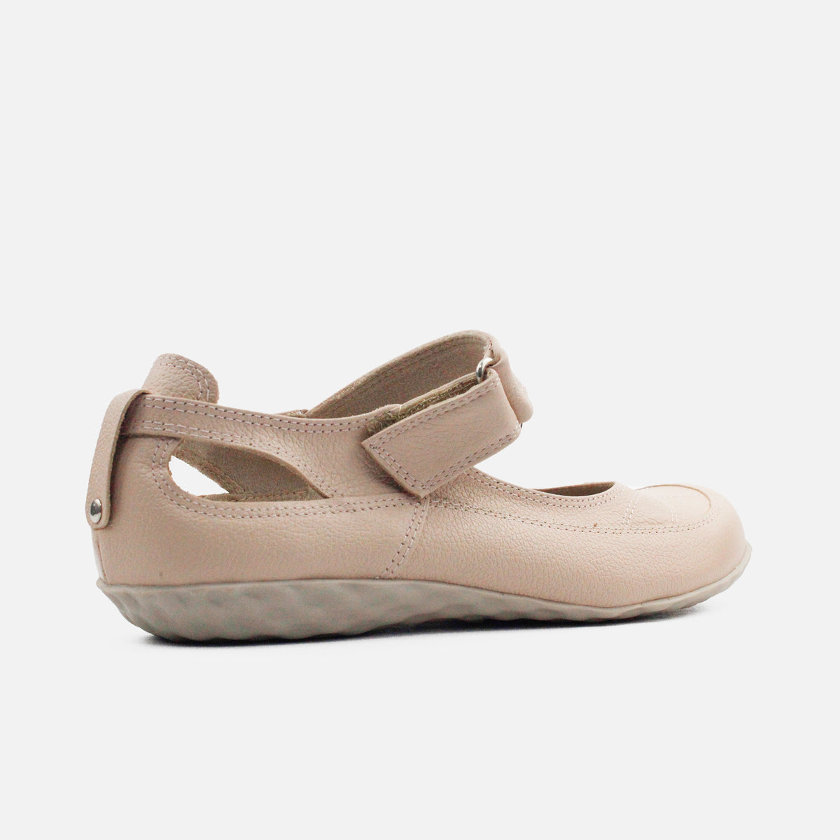 Baleta plana rielva de cuero para mujer - Nude