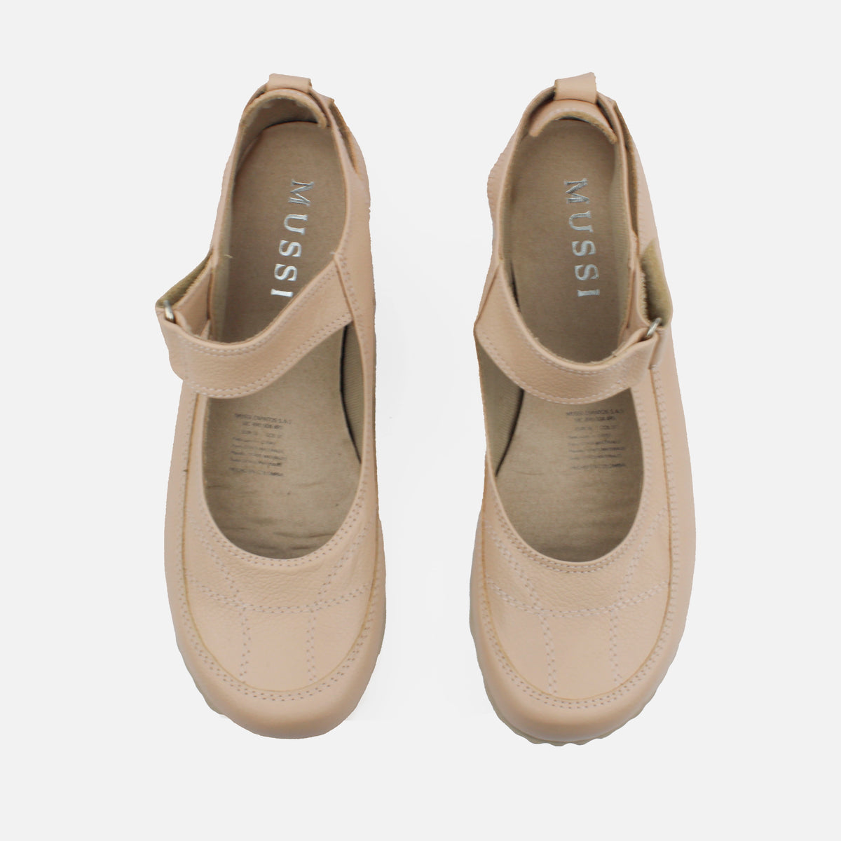 Baleta plana rielva de cuero para mujer - Nude