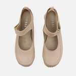 Baleta plana rielva de cuero para mujer - Nude