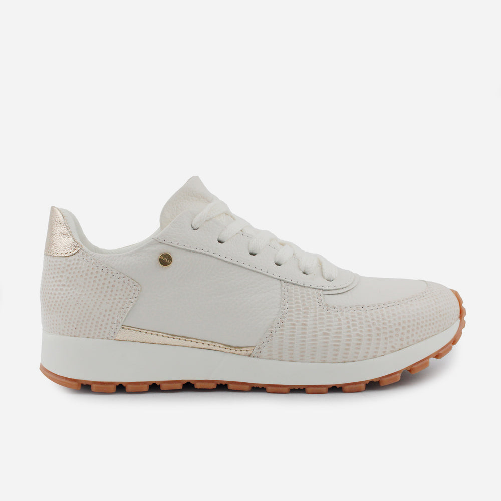 Tenis Sneakers borba de cuero para mujer - Hueso
