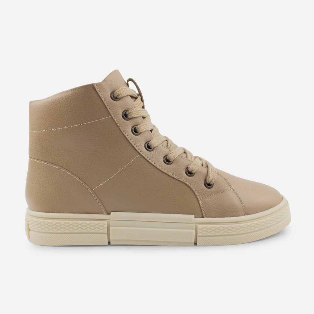 Botin deportivo ayla de cuero para mujer - Almendra